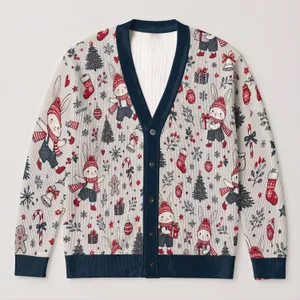 Christmas Rabbit Holiday Gift Box Snowflake Style For Women’s Winter Party Cheer All-over Print Knitted Cardigan