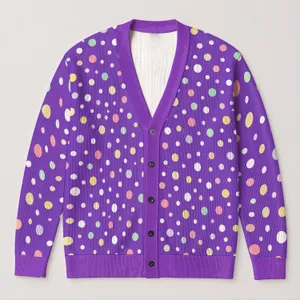 Pastel Confetti Dots for Cheerful Everyday Layering and Casual Office Style Women All-over Print Knitted Cardigan