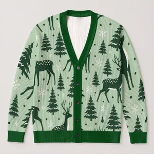 Woodland Deer and Pine Tree Holiday Style for Cozy Winter Gatherings This Season for Women All-over Print Knitted Cardigan