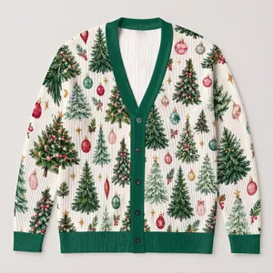 Christmas Tree And Ornament Holiday Style For Festive Gatherings And Winter Days All-over Print Knitted Cardigan