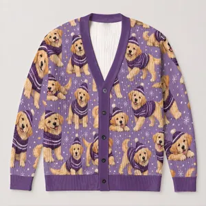 Golden Retriever Winter Dogs for Cozy Everyday Adventures and Outdoor Walks All-over Print Knitted Cardigan