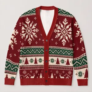 Nordic Snowflake and Evergreen Holiday Motifs for Cozy Winter Layering, Women’s Gift All-over Print Knitted Cardigan
