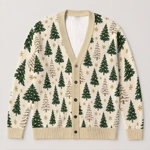 Evergreen Tree Holiday Charm For Cozy Winter Layering And Festive Family Gatherings All-over Print Knitted Cardigan