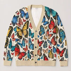 Colorful Butterfly Scatter For Effortless Spring Layering And Everyday Casual Outings All-over Print Knitted Cardigan