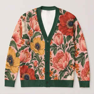 Vintage Wildflower Blooms For Relaxed Everyday Layering And Casual Spring Outfits All-over Print Knitted Cardigan