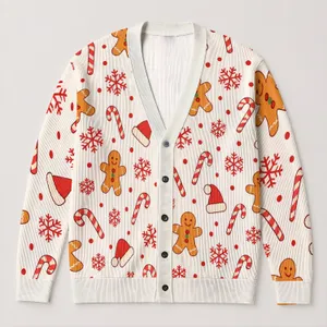 Gingerbread Snowflake Holiday Motifs for Festive Winter Gatherings and Cozy Daily Wear All-over Print Knitted Cardigan