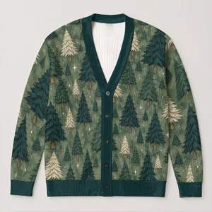 Evergreen Tree Motif For Cozy Layering, Forest Walks, And Everyday Winter Outfits All-over Print Knitted Cardigan