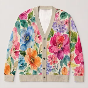 Watercolor Garden Blooms For Everyday Spring Layering And Weekend Outings For Women All-over Print Knitted Cardigan