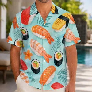 Sushi And Salmon Roll Motifs For Beach Vacations, Summer Dining, And Travel Gifts Hawaiian Shirt