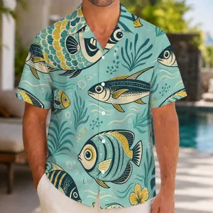Retro Tropical Fish Ocean Motifs for Beach Holidays, Summer Travel and Island Getaways Hawaiian Shirt