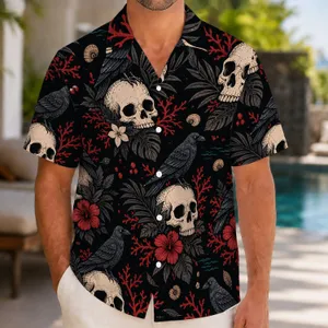 Skull And Raven Branches For Bold Island Nights And Summer Festival Style For Men Hawaiian Shirt