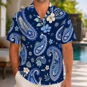 Navy Paisley Swirls And Island Florals For Resort Getaways And Summer Weekends By The Sea Hawaiian Shirt