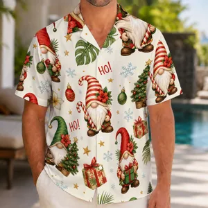 Christmas Gnome Gifts and Palm Trees for Holiday Parties, Vacations, and Getaways Hawaiian Shirt