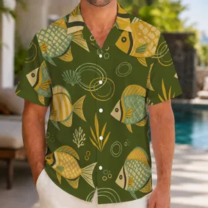 Golden Reef Fish And Ocean Rings For Island Vacations And Summer Travel Hawaiian Shirt