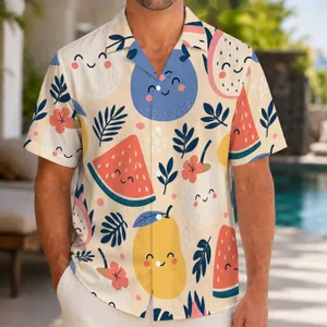 Kawaii Tropical Fruit Picnic for Beach Holidays and Sunny Vacations, Men's Gift Hawaiian Shirt