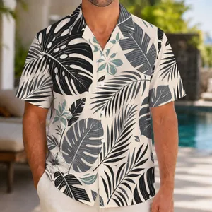 Monstera Palm Foliage for Relaxed Beach Vacations, Island Resort Getaways for Men Hawaiian Shirt