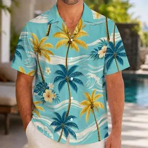 Tropical Palm Waves for Sunny Beach Vacations, Island Getaways and Relaxed Resort Days Hawaiian Shirt