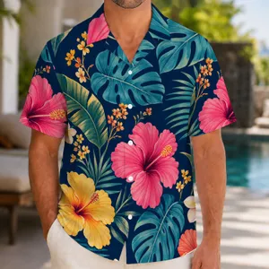 Tropical Hibiscus and Monstera Foliage for Beach Vacations and Resort Getaways Hawaiian Shirt