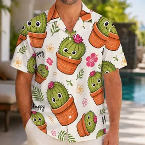 Cheerful Cactus Pots For Sunny Vacation Days And Playful Summer Style For Men And Women Hawaiian Shirt