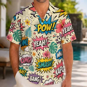 Colorful Comic Book Action Bursts For Beach Trips, Summer Parties, And Vacation Wear Hawaiian Shirt