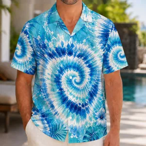 Ocean Blue Spiral Waves for Beach Getaways, Pool Days, and Resort Weekends for Men Hawaiian Shirt