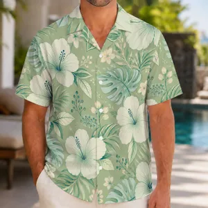 Sage Hibiscus And Monstera Leaves For Resort Vacations And Beach Days, Summer Getaways Hawaiian Shirt
