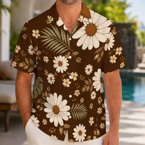 White Daisy Island Blooms for Beach Getaways and Resort Weekends, Men's Summer Style Hawaiian Shirt