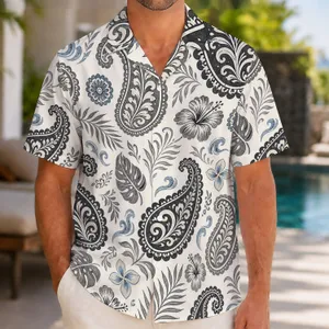 Monochrome Paisley Motifs for Polished Resort Travel and Weekend Wear for Modern Men Hawaiian Shirt