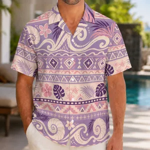 Lavender Tribal Waves And Spirals For Island Getaways, Beach Holidays And Summer Days Hawaiian Shirt