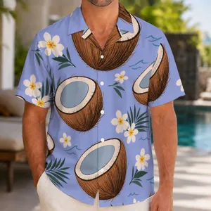 Coconut Island Motif for Tropical Vacations, Beach Getaways, and Summer Travel for Men Hawaiian Shirt