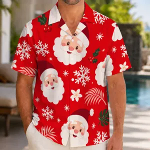 Santa Faces And Snowflakes For Festive Holiday Gatherings, Winter Parties, And Gifting Hawaiian Shirt