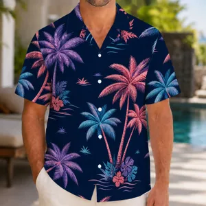Pink Palm Grove Tropical Palms For Beach Vacations, Resort Weekends, And Travel For Men Hawaiian Shirt