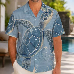 Sea Turtle Ocean Scene for Beach Holidays and Island Getaways, Men's Summer Style Hawaiian Shirt