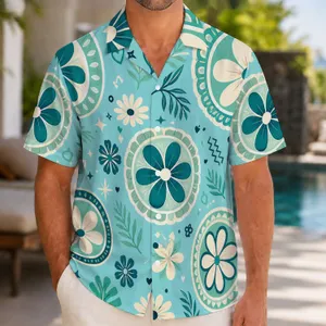 Tropical Daisy Medallions And Island Botanicals For Beach Holidays, Men's Summer Style Hawaiian Shirt