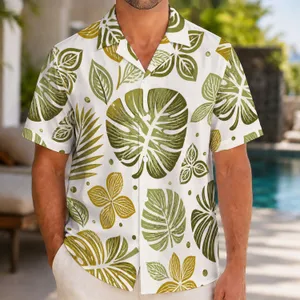 Olive Botanical Medallions For Beach Getaways And Relaxed Summer Resort Days For Men Hawaiian Shirt