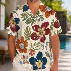 Colorful Vintage Floral Blooms For Beach Vacations And Resort Days For Men Outdoors Hawaiian Shirt
