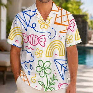Playful Tropical Paper Planes, Rainbows, and Candy Shapes for Bright Vacation Days Hawaiian Shirt