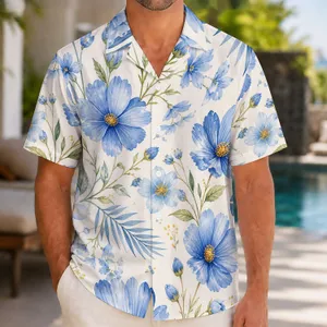 Blue Wildflower Vacation Style for Beach Days and Resort Getaways for Men Hawaiian Shirt