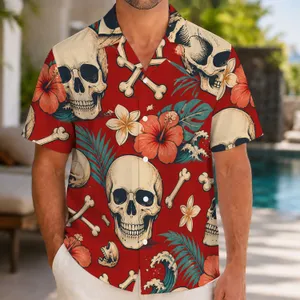 Vintage Skull Island Bones Aloha Style for Beach Parties, Festivals, and Rock Fans Hawaiian Shirt