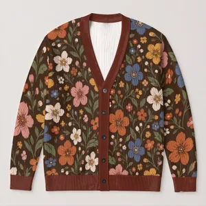 Bohemian Floral Blooms for Cozy Everyday Layering and Weekend Fall Outings for Women All-over Print Knitted Cardigan