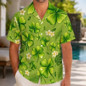 Four Leaf Clover Garden for Lucky Island Getaways and Casual Summer Days for Men Hawaiian Shirt