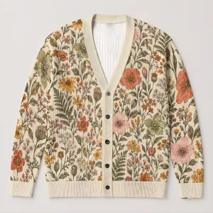 Vintage Wildflower Garden Botanical Florals for Cozy Everyday Layering and Fall Style All-over Print Knitted Cardigan