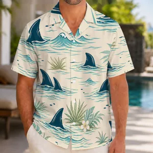 Shark Fin Ocean Escape for Coastal Getaways, Beach Days, and Island Adventures for Men Hawaiian Shirt