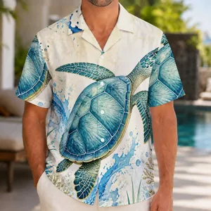Sea Turtle Ocean Scene for Beach Vacations and Coastal Getaways for Men and Travelers Hawaiian Shirt