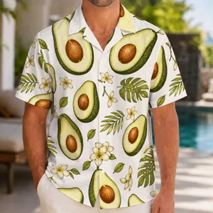 Avocado Tropic Motif for Beach Holidays and Resort Weekends, Vacation Style for Men Hawaiian Shirt