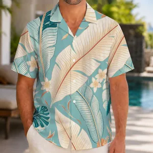 Turquoise Tropical Banana Leaf Foliage for Resort Getaways and Island Vacations Hawaiian Shirt