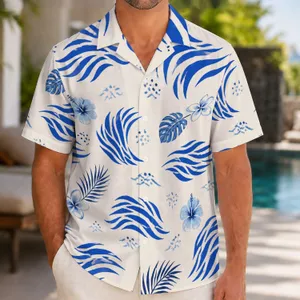 Blue Zebra Wave Motifs for Coastal Getaways and Resort Weekends, Men's Vacation Style Hawaiian Shirt