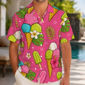 Colorful Ice Cream Cones and Popsicles for Sunny Beach Holidays and Summer Parties Hawaiian Shirt