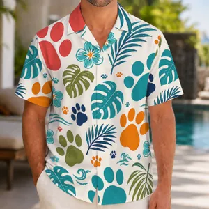 Colorful Cat Paw Tropical Motifs for Beach Vacations and Everyday Casual Style Lovers Hawaiian Shirt
