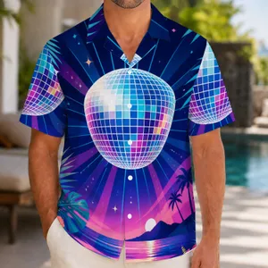 Rainbow Disco Ball Nightlife Scene For Beach Vacations And Summer Parties Men's Style Hawaiian Shirt